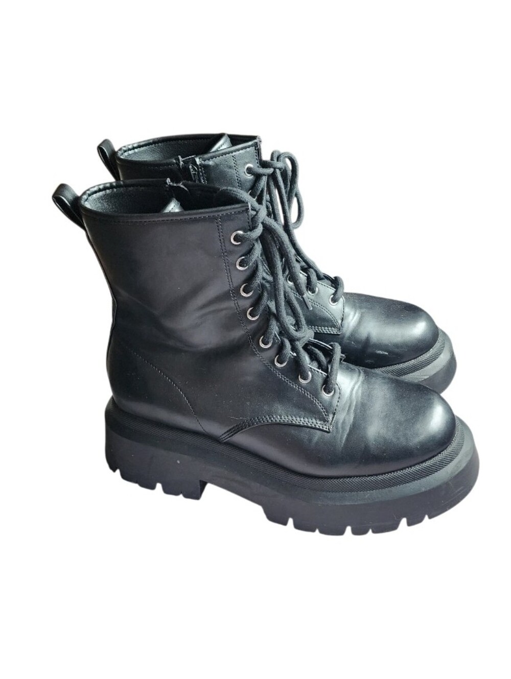 No Boundaries Black Chunky Platform Lace-Up Combat Boots